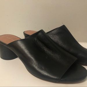 Zara black leather open toed mules